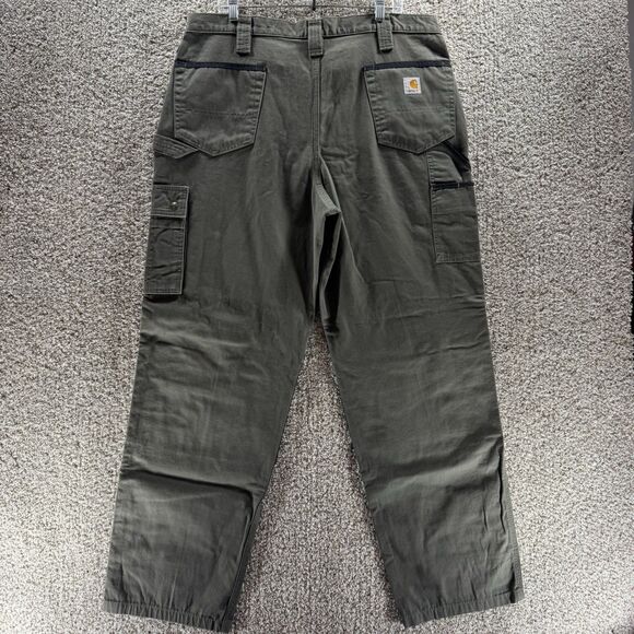 Carhartt Pants Mens 40x30 Green IRR Rip Stop Double Knee Cargo Pockets Cotton - Picture 6 of 10